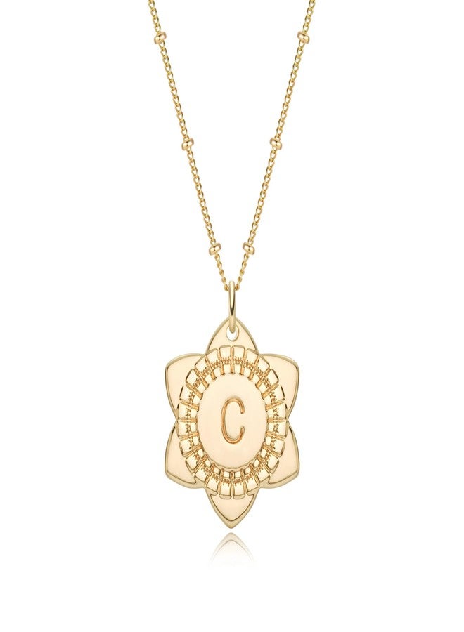 MYEARS Women Initial Necklace Gold Lily May Flower Pendant 14K Gold Plated Simple Dainty Satellite Chain Everyday Trendy Jewelry Letter C - Image 1